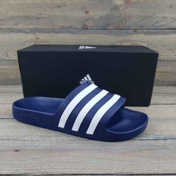 Adidas Shoes | Adidas Adilette Men's Aqua Slides Sandals Blue White | Color: Blue/White | Size: 8 | Victoria11659's Closet